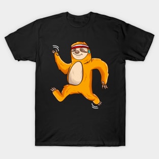 Funny Sloth Running & Sweating Headband Athlete T-Shirt